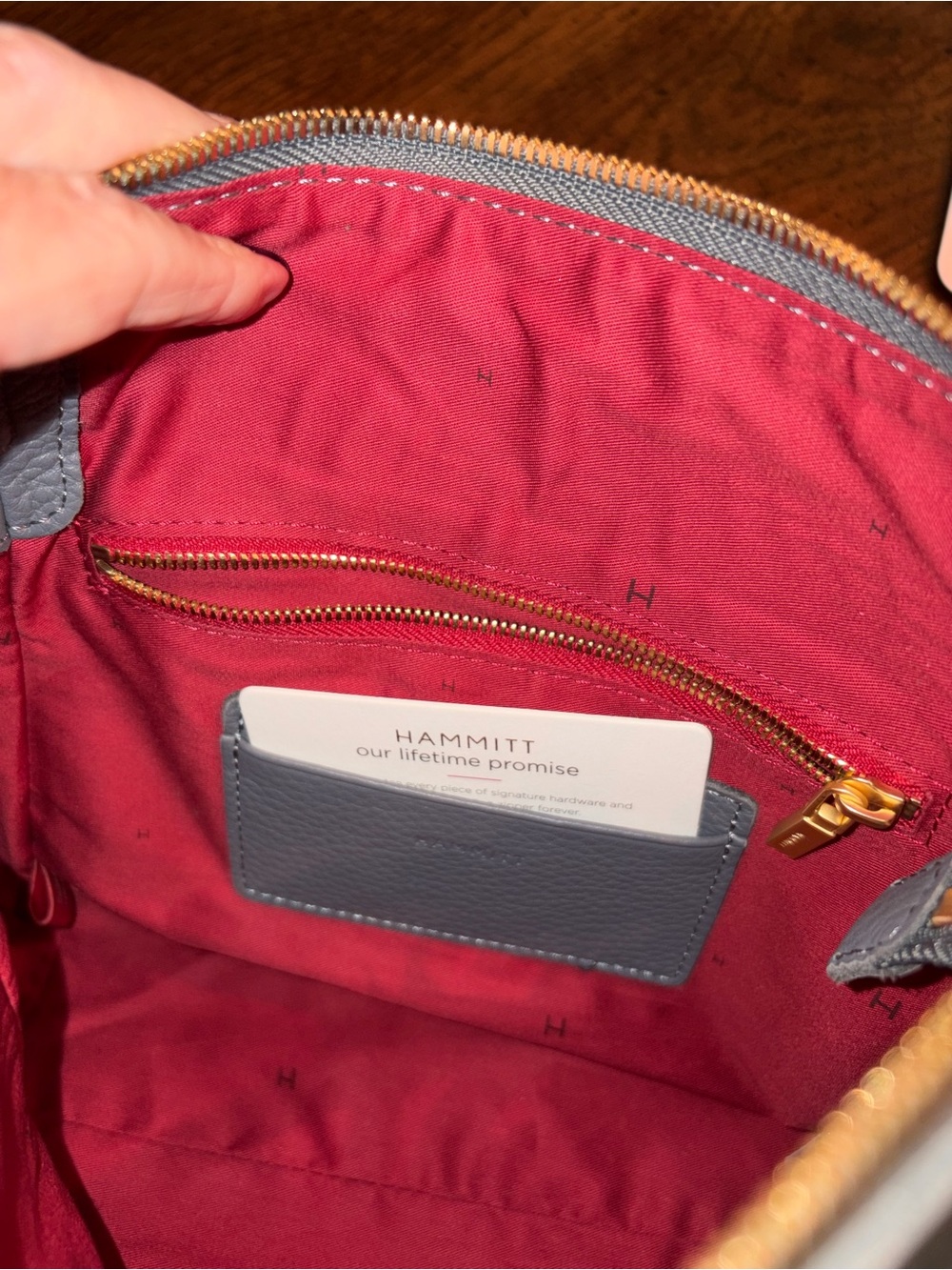 NWOT Hammitt Bluish Gray Leather Shoulder Bag with Gold Stud Accents MSRP$495 - Picture 14 of 15